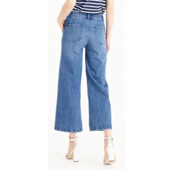 J.Crew Rayner Cropped Trouser Wide Leg Jeans Denim Blue Size 31 - Picture 2 of 11